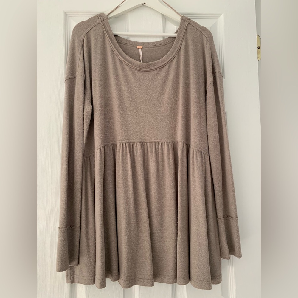 Free People Taupe Long Sleeve Top